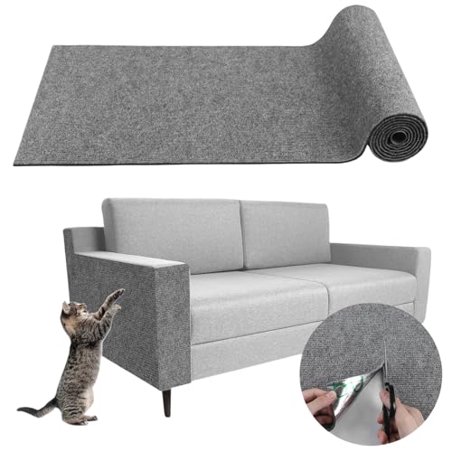 Trimmbare Selbstklebend Kratzteppich Katze Wand kratzschutz Sofa Katze Schutz Katzen kratzmatte Teppich bedeckt 40X200CM (Hellgrau) von Nchdewui