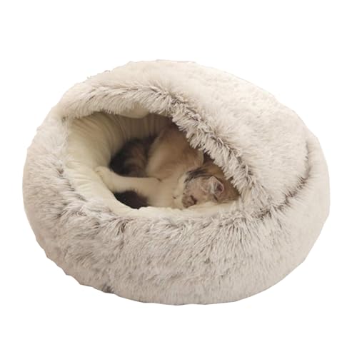 Ndier Flauschiges Katzenbett, rund, weiches Plüsch, Höhle mit Kapuze, Katzenbett, für den Winter, warm, Schlafkissen, rutschfest, maschinenwaschbar, für Katzen und Welpen Ndier Flauschiges Katzenbett, rund, weiches Plüsch, Höhle mit Kapuze, Katzenbett, für den Winter, warm, Schlafkissen, rutschfest, maschinenwaschbar, für Katzen und Welpen von Ndier