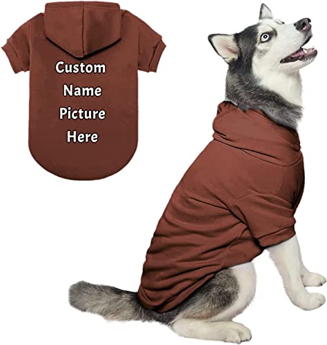 Personalisierte Benutzerdefinierte Hund Hoodie mit Name Foto Haustier Solid Warm Hoodie für Kleine und Mittlere Hunde und Katzen (Braun) von NeBaee