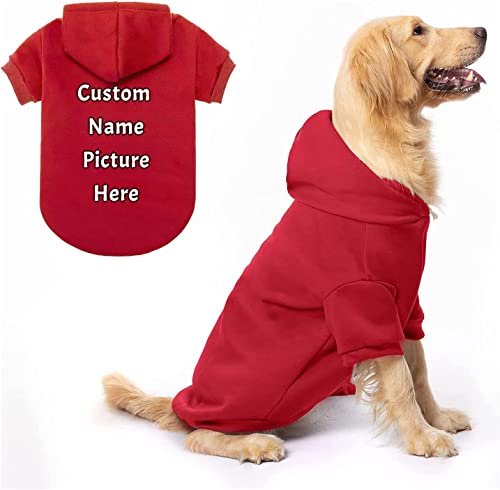 Personalisierte Benutzerdefinierte Hund Hoodie mit Name Foto Haustier Solid Warm Hoodie für Kleine und Mittlere Hunde und Katzen (Rot) von NeBaee