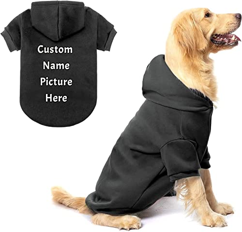 Personalisierte Benutzerdefinierte Hund Hoodie mit Name Foto Haustier Solid Warm Hoodie für Kleine und Mittlere Hunde und Katzen (Schwarz) von NeBaee