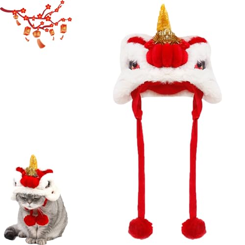Year of Dragon Hund Katze Hut, Niedlicher Drache Cosplay Hut für Hunde Katzen, Chinesischer Stil Haustier Drache Kopfbedeckung, Chinesischer Löwe Hundekostüm, Verstellbarer Hund Drachen Hut für Year of Dragon Hund Katze Hut, Niedlicher Drache Cosplay Hut für Hunde Katzen, Chinesischer Stil Haustier Drache Kopfbedeckung, Chinesischer Löwe Hundekostüm, Verstellbarer Hund Drachen Hut für von NeaFp