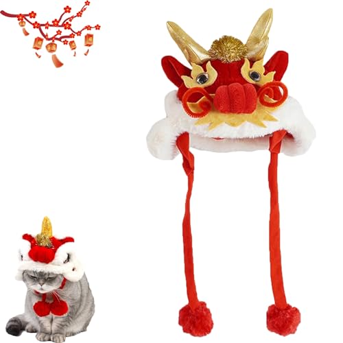 Year of Dragon Hund Katze Hut, Niedlicher Drache Cosplay Hut für Hunde Katzen, Chinesischer Stil Haustier Drache Kopfbedeckung, Chinesischer Löwe Hundekostüm, Verstellbarer Hund Drachenhut für Neujahr Year of Dragon Hund Katze Hut, Niedlicher Drache Cosplay Hut für Hunde Katzen, Chinesischer Stil Haustier Drache Kopfbedeckung, Chinesischer Löwe Hundekostüm, Verstellbarer Hund Drachenhut für Neujahr von NeaFp