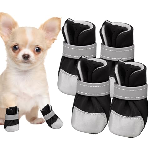 Atmungsaktive Hundeschuhe,Haustierschuhe für kleine Hunde - 4 Stück rutschfeste Winterstiefel für Hunde, atmungsaktive Hundeschuhe für den Innenbereich | Leichte, rutschfeste Hundestiefel und Neamou von Neamou