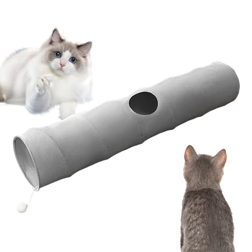 Katzentunnelspielzeug, gerades Katzenrohr - Multifunktionales Katzentunnelbett | Zusammenklappbares Guckloch-Tunnelrohr mit Ball für mehrere Katzen, Kätzchen, Frettchen, Neamou von Neamou