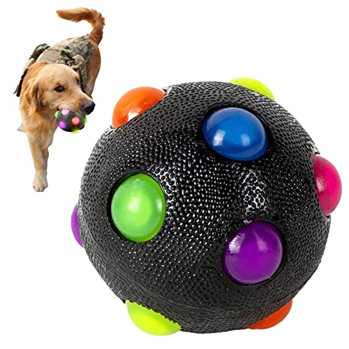 Neamou Hund beleuchteter Ball | Verdickter Jolly Ball für Hunde | Kompaktes Hundespielzeug zur Zahnreinigung, lustiges interaktives Haustierspielzeug für kleine, mittlere und große Hunde von Neamou