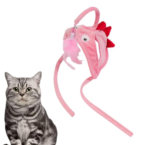 Neamou Katzen-Teaser-Hut | Am Kopf montiertes Katzen-Angelrute-Spielzeug zur Selbstbedienung,Interaktives Katzenkostüm, lustiges Katzen-Selbstspielspielzeug zum Schutz von Möbeln, Katzenübungen von Neamou
