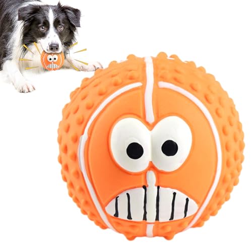 Neamou Quietschender Latex-Hundespielzeugball, Latex-Gesichtsball-Hundespielzeug,Smile Face Hundebälle Spielzeug | Bissfeste, lustige, kauende, quietschende Gesichtsbälle für mittelgroße Katzen von Neamou