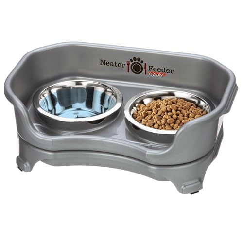Neater Feeder Express – Erhöhte Hundenäpfe – Edelstahl-Futterstation für kleine Hunde (Kleiner Hund, Dunkles Blaugrau) von Neater Feeder