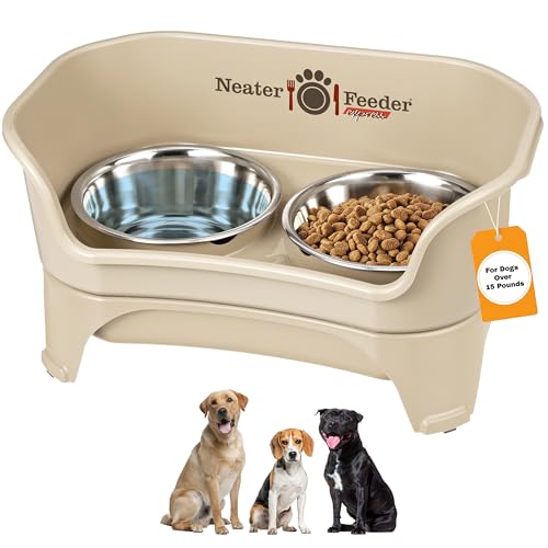 Neater Feeder Express – Erhöhte Hundenäpfe – Erhöhter Hundefutterspender aus Edelstahl (großer Hund, Mandel) von Neater Feeder