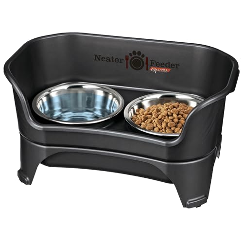 Neater Feeder Express – Erhöhte Hundenäpfe – Erhöhter Hundefutterspender aus Edelstahl (großer Hund, Schwarz) von Neater Feeder