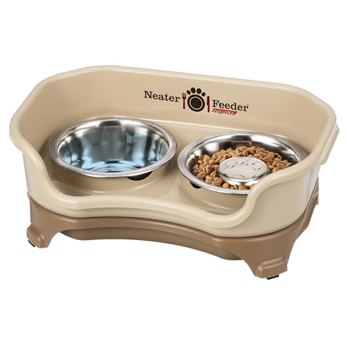 Neater Feeder Express-Modell mit langsamem Futternapf, schmutzsichere Hundenäpfe (0,75 Tassen Futter und 1,5 Tassen Wasser, Mandel), hergestellt in den USA, kein Verschütten, kippsicher, rutschfest, von Neater Feeder