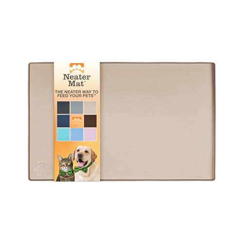 Neater Pet Brands Napfunterlage Hund und Katzen Wasserdicht - Silikon Katzen- und Hundenapf Unterlage - Futtermatte Hund und Katzen Schützt Böden vor Futter und Wasser (40,6 x 25,5 cm, Cappuccino) von Neater Pet Brands