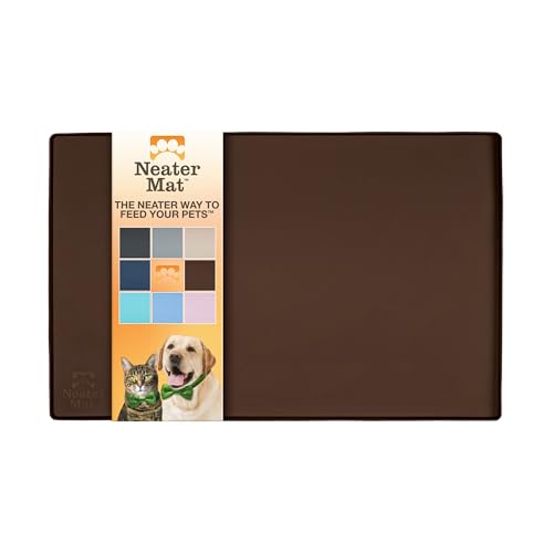 Neater Pet Brands Napfunterlage Hund und Katzen Wasserdicht - Silikon Katzen- und Hundenapf Unterlage - Futtermatte Hund und Katzen Schützt Böden vor Futter und Wasser (48,3 x 30,5 cm, Braun) von Neater Pet Brands