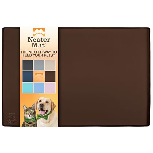 Neater Pet Brands Napfunterlage Hund und Katzen Wasserdicht - Silikon Katzen- und Hundenapf Unterlage - Futtermatte Hund und Katzen Schützt Böden vor Futter und Wasser (81,3 cm x 61 cm, Braun) von Neater Pet Brands