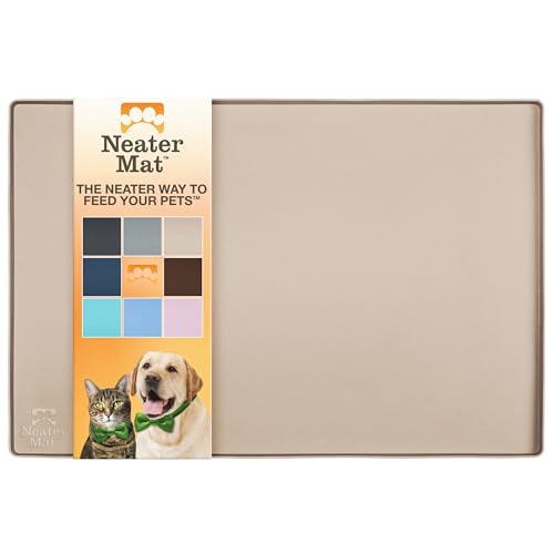 Neater Pet Brands Napfunterlage Hund und Katzen Wasserdicht - Silikon Katzen- und Hundenapf Unterlage - Futtermatte Hund und Katzen Schützt Böden vor Futter und Wasser (81,3 cm x 61 cm, Cappuccino) von Neater Pet Brands