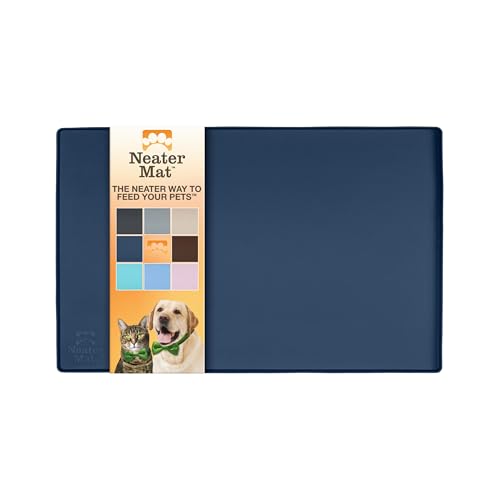 Neater Pet Brands Neater Mat – wasserdichte Silikonmatte für Futternäpfe – schützt Böden vor Futter und Wasser (dunkelblau, 40,6 x 25,4 cm Silikon) von Neater Pet Brands