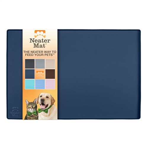 Neater Pet Brands Neater Mat – wasserdichte Silikon-Napfmatte – schützt Böden vor Futter und Wasser (dunkelblau, 61 x 40,6 cm Silikon) von Neater Pet Brands