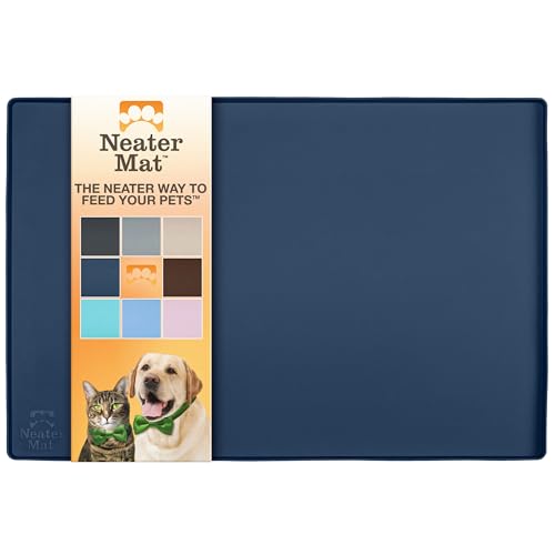 Neater Pet Brands Neater Mat – wasserdichte Silikon-Napfmatte – schützt Böden vor Futter und Wasser (dunkelblau, 81,3 x 61 cm Silikon) von Neater Pet Brands