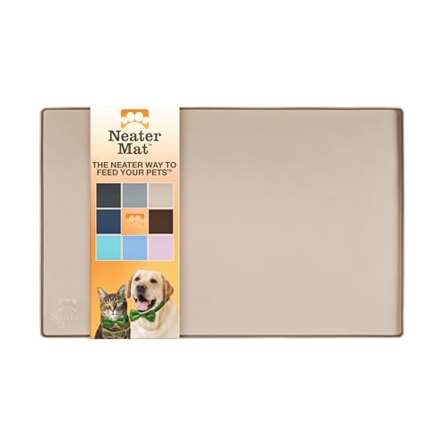 Neater Pet Brands Napfunterlage Hund und Katzen Wasserdicht - Silikon Katzen- und Hundenapf Unterlage - Futtermatte Hund und Katzen Schützt Böden vor Futter und Wasser (48,3 x 30,5 cm, Cappuccino) von Neater Pet Brands