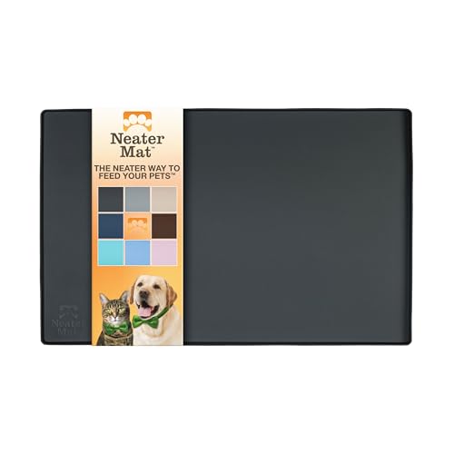 Neater Pet Brands Napfunterlage Hund und Katzen Wasserdicht - Silikon Katzen- und Hundenapf Unterlage - Futtermatte Hund und Katzen Schützt Böden vor Futter und Wasser (48,3 x 30,5 cm, Schwarz) von Neater Pet Brands