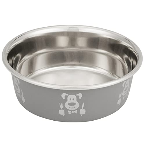 Neater Pets Futter- oder Wassernapf aus Edelstahl mit Hungriger Hund, Grau, 4 Tassen von Neater Pet Brands