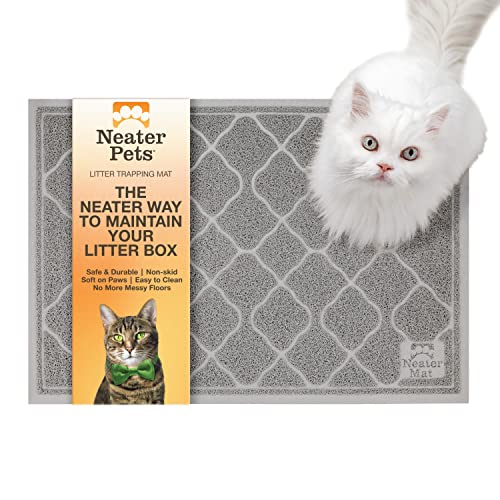 Neater Pets Neater Mat Litter Trapping Matte, Thick & Durable Material Catches Mess from Kitty Litter Box to Protect Floors, Soft on Cats Paws, Anti-Skid Backing, Easy to Clean, Gray, 63.5 x 88.9 cm von Neater Pet Brands
