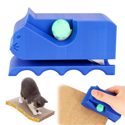 Necdeol Kartonschneider für Katzenkratzbretter, 3D Gedruckter Kartonschneider, Katzenförmige Manuell Katzenkratzbretter Kartonschneidewerkzeug mit Klinge Haustier Zubehör (Blau) von Necdeol