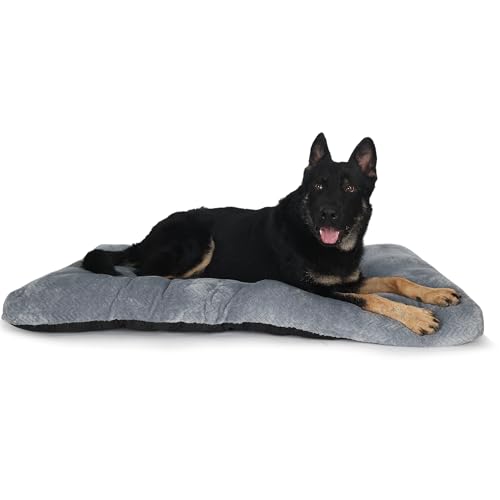 Hundebetten für große Hunde, waschbar, 107,7 cm, weiche und flauschige Hundematten für Käfige bis zu 40,8 kg, Haustierbett, Haustierkissen mit rutschfester Haustier-Schlafmatte, Dunkelgrau, XL Hundebetten für große Hunde, waschbar, 107,7 cm, weiche und flauschige Hundematten für Käfige bis zu 40,8 kg, Haustierbett, Haustierkissen mit rutschfester Haustier-Schlafmatte, Dunkelgrau, XL von Necesitar