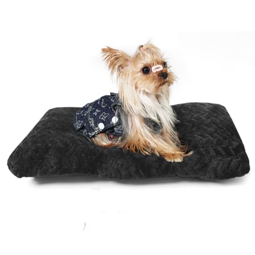 Hundebox-Matte für Hundekäfige, schwarzes Hundebett für kleine Hunde, 55,9 cm, waschbar, Hundematten zum Schlafen, bis zu 6,8 kg, weiches und flauschiges kleines Hundebett für Kiste, Reifendruck, von Necesitar