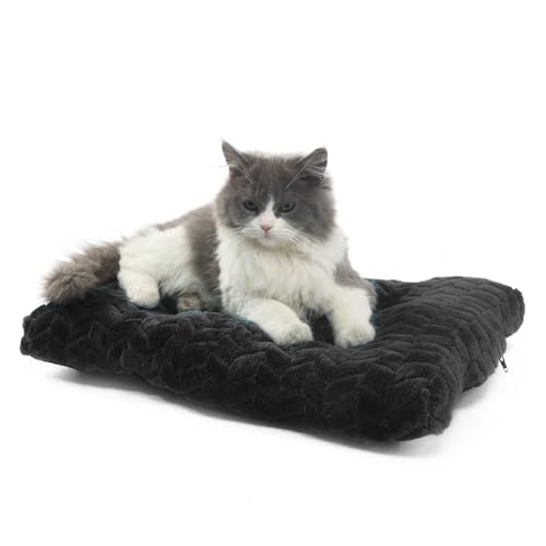Katzenmatte, schwarzes Katzenbett für Indoor-Katzen, 45,7 cm, waschbar, bequemes Kissen, bis zu 4,5 kg, weiches und flauschiges kleines Hundebett für Kisten-Reifendruck Katzenmatte, schwarzes Katzenbett für Indoor-Katzen, 45,7 cm, waschbar, bequemes Kissen, bis zu 4,5 kg, weiches und flauschiges kleines Hundebett für Kisten-Reifendruck von Necesitar