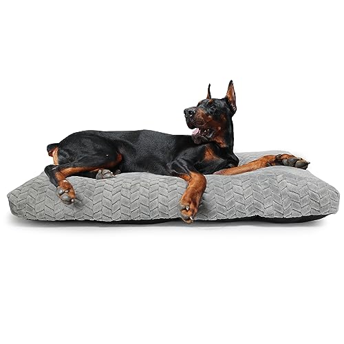 Necesitar XLarge Hundebett für Hundekäfige, waschbar, Deluxe-Plüsch-Hundekäfig-Betten, bequeme Hundehütte, rutschfeste Haustier-Schlafmatte für große Rassen, 106,7 x 71,1 cm, Grau von Necesitar