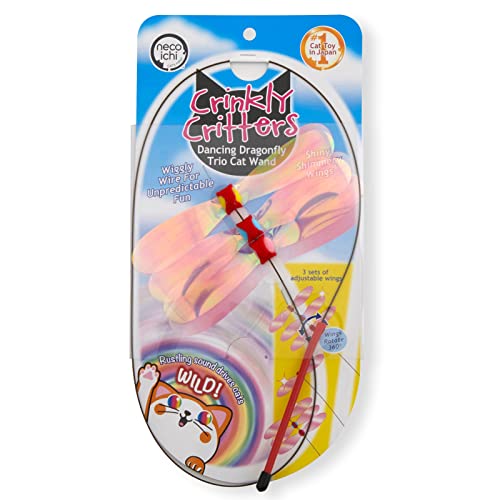 Necoichi Crinkly Critters Dancing Libelle Trio Wire Cat Wand No.1 Katzenspielzeug in Japan von Necoichi