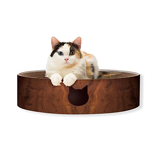 Necoichi Katzenkratznapf für Indoor Katzen - Katzenkratzliege mit Wendenutzbarkeit und extra Komfort für Lounge, Karton Bett Couch / (XL, Dunkle Kirsche) von Necoichi