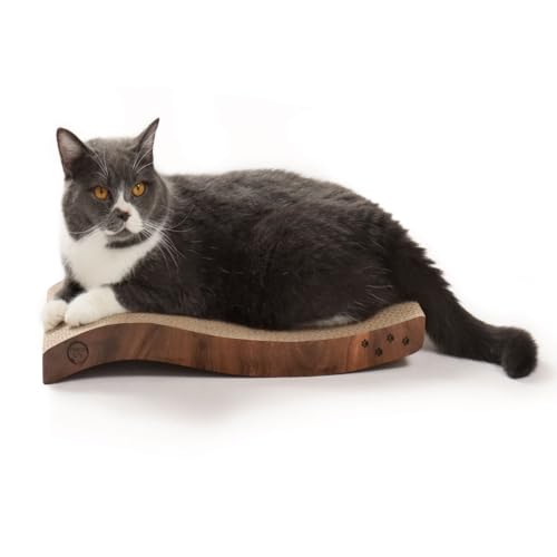Wendbarer Wellenkratzer für Indoor-Katzen – Katzenkratzbrett, horizontale Katzenkratzauflage, Liege mit wendbarer Benutzerfreundlichkeit und zusätzlichem Komfort für Lounge (1 Stück, dunkle Kirsche) von Necoichi