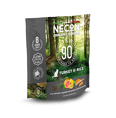 Necon Pet Food NW Erwachsene Pute & Reis 400 g, Futter für Erwachsene Katzen, Kroketten mit geringem Gehalt an reichhaltigen Proteinen und Omega 3, Super Premium Qualität, Made in Italy, Glutenfrei von Necon Pet Food