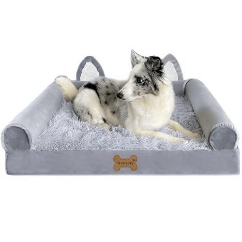 Hundebetten für extra große Hunde, Nackenrolle, Hundesofa mit wasserdichtem Futter und rutschfester Unterseite, orthopädisches Sofa, Hundebett mit abnehmbarem waschbarem Bezug, M/L Hundecouch Bett für Hundebetten für extra große Hunde, Nackenrolle, Hundesofa mit wasserdichtem Futter und rutschfester Unterseite, orthopädisches Sofa, Hundebett mit abnehmbarem waschbarem Bezug, M/L Hundecouch Bett für von Necrely