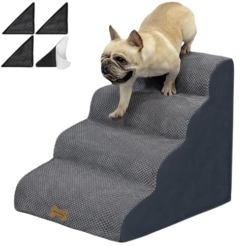 Hundetreppe für Hohe Betten, 4-stufige Große Hundetreppe für Couch, Haustiertreppe für Kleine Hunde und Katzen, Hochbett Klettern, Rutschfeste, Ausgeglichene Hundetreppe Innenbereich, Grau, 2/3/4/5 Hundetreppe für Hohe Betten, 4-stufige Große Hundetreppe für Couch, Haustiertreppe für Kleine Hunde und Katzen, Hochbett Klettern, Rutschfeste, Ausgeglichene Hundetreppe Innenbereich, Grau, 2/3/4/5 von Necrely
