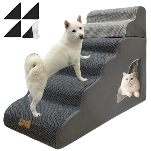 Hundetreppe für kleine Hunde bis zu 76,2 cm hohen Betten, 6-stufige Hunderampe für 45,7–91,4 cm Couchbett, Haustiertreppe für kleine, alte mittelgroße und große Hunde und Katzen, rutschfeste, Hundetreppe für kleine Hunde bis zu 76,2 cm hohen Betten, 6-stufige Hunderampe für 45,7–91,4 cm Couchbett, Haustiertreppe für kleine, alte mittelgroße und große Hunde und Katzen, rutschfeste, von Necrely