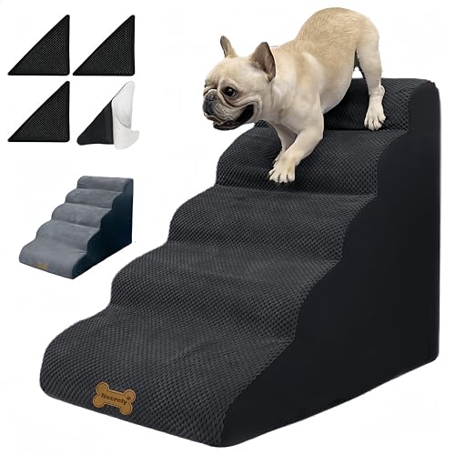 Necrely Hundetreppe für Hochbetten, Couch und Sofa, 2/3/4/5 Stufen, rutschfest, schwarz, 76,2 cm hoch, 40,1 cm breit, 12,7–15,2 cm Stufe H, geeignet für Hunde bis zu 25 kg Necrely Hundetreppe für Hochbetten, Couch und Sofa, 2/3/4/5 Stufen, rutschfest, schwarz, 76,2 cm hoch, 40,1 cm breit, 12,7–15,2 cm Stufe H, geeignet für Hunde bis zu 25 kg von Necrely