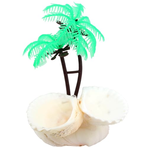 Wasser- und Futterschale für Einsiedlerkrebs mit Palmen, tropisches Thema, dekoratives Muschelzubehör, 10,2 cm von Needzo
