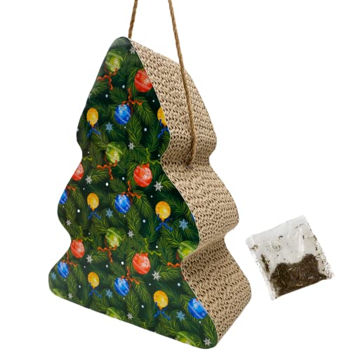 Weihnachtsbaum Kratzbaum für Indoor Katzen, Urlaub Thema Kratzmatte mit Katzenminze, hängende Kratzmatte für Kätzchenklauen, 11,5 Zoll von Needzo