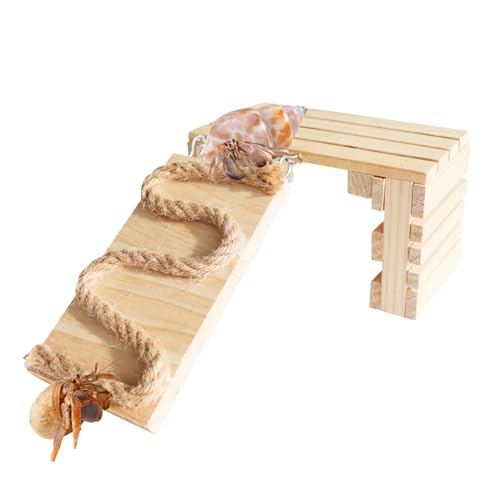 Einsiedlerkrebse Kletterbrücke, Holz Einsiedlerkrebs Kletterspielzeug mit Seil, Aquarien Leiter Brücke Rampe Spielzeug, Kleintiere Tank oder Käfig Lebensraum Zubehör, Geeignet für Einsiedlerkrebs von Neeenn