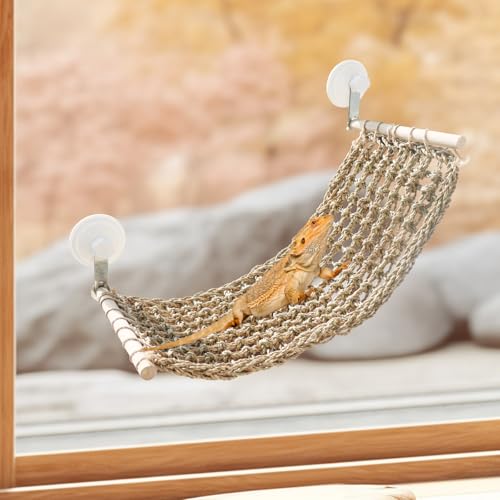 Große Bartagrachen-Fensterstange, natürliche Seegras-Matte, Chamäleon-Hängematte für Fenster, Reptilienbett mit leistungsstarken Saugnäpfen, geeignet für Vogel, Eidechse, Leopard, Gecko, Große Bartagrachen-Fensterstange, natürliche Seegras-Matte, Chamäleon-Hängematte für Fenster, Reptilienbett mit leistungsstarken Saugnäpfen, geeignet für Vogel, Eidechse, Leopard, Gecko, von Neeenn
