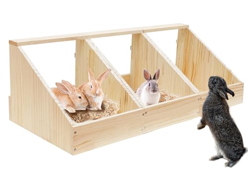 Neeenn 3 Stück Einzelfach Hasenhaus Holz Kaninchenhäuser und Verstecke Geeignet für Kaninchen, Meerschweinchen, Hamster, Chinchilla von Neeenn