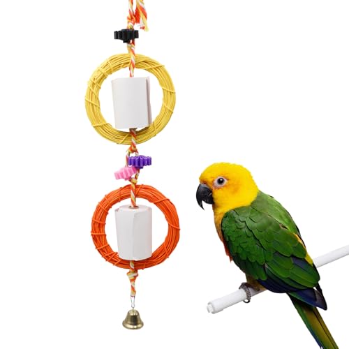 Vogelkauspielzeug, Papageien-Zerkleinerungsspielzeug, Rebenringspielzeug mit Maschinenpapier, Vogelkäfigzubehör, geeignet für kleine und mittelgroße Vögel, Sittiche, Nymphensittiche, Sittiche von Neeenn