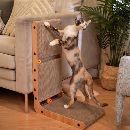 Nekosan Katzenkratzer, L-förmiges Katzenkratzbrett, für Wand und Couchschutz, mit 2 eingebauten Katzenspielzeugbällen Nekosan Katzenkratzer, L-förmiges Katzenkratzbrett, für Wand und Couchschutz, mit 2 eingebauten Katzenspielzeugbällen von Nekosan
