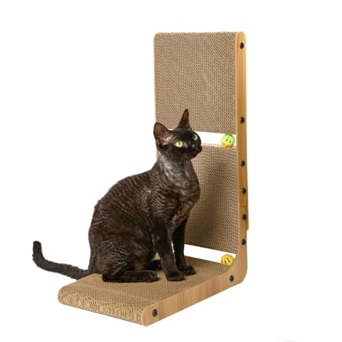 Nekosan Kratzbrett Katze, L Förmige Kratzpappe für Katzen, Katzen Kratzmöbel mit Ballspielzeug, Kratzsäule für Wand und Ecke, Groß Nekosan Kratzbrett Katze, L Förmige Kratzpappe für Katzen, Katzen Kratzmöbel mit Ballspielzeug, Kratzsäule für Wand und Ecke, Groß von Nekosan