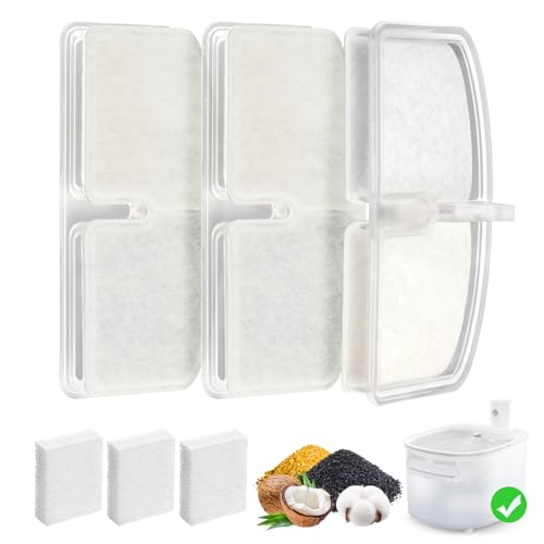 Trinkbrunnen für Katze Kabellos Filter, 3 Pieces Filters + 3 Pieces Foam Filters for Cat Drinking Fountain, Filtering Hair (Sponge), Triple Filtration von Nenozi