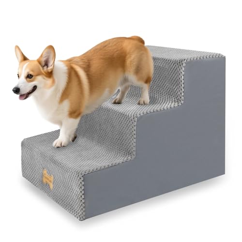 Nepfaivy Hundetreppe für Kleine Hunde 3-Stufig, Hundetreppe Hunderampe für Bett und Sofa aus Hochdichtem Schwamm, Haustiertreppe mit Abnehmbarem, Waschbarem Bezug und Rutschfestem Boden, 53x40x39cm Nepfaivy Hundetreppe für Kleine Hunde 3-Stufig, Hundetreppe Hunderampe für Bett und Sofa aus Hochdichtem Schwamm, Haustiertreppe mit Abnehmbarem, Waschbarem Bezug und Rutschfestem Boden, 53x40x39cm von Nepfaivy